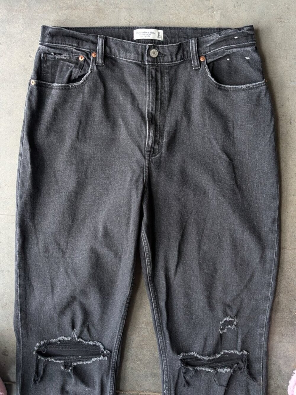 Abercrombie & Fitch Curve Love The Ankle Straight Ultra High Rise Jeans Black - Picture 3 of 8